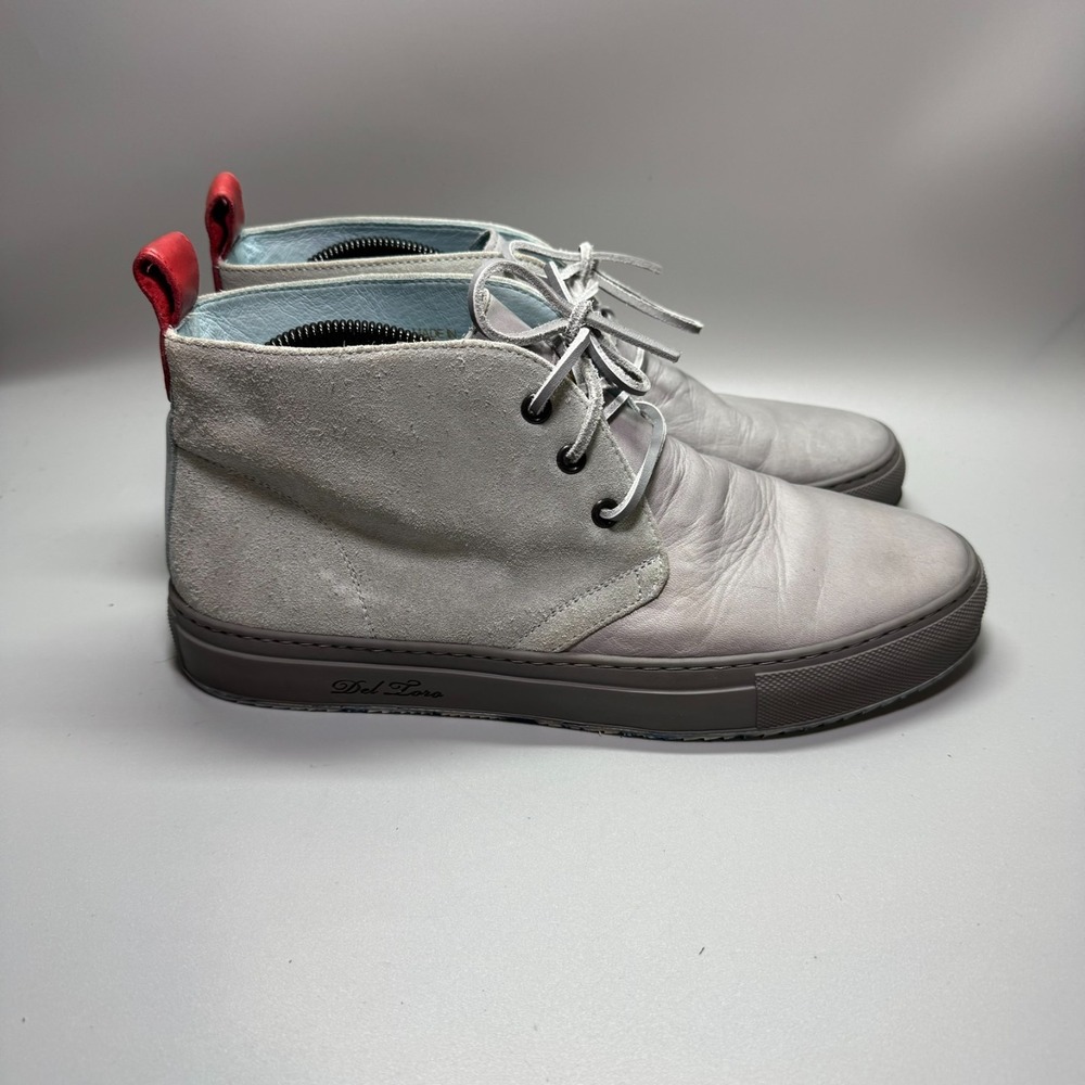 Del Toro Chukka Suede Boots Mens Size 9 Gray Leather Made in Italy